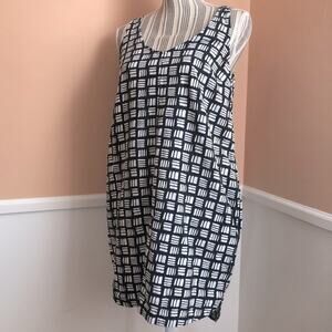 Old Navy | Black + White Linen Blend Shift Dress Size Small